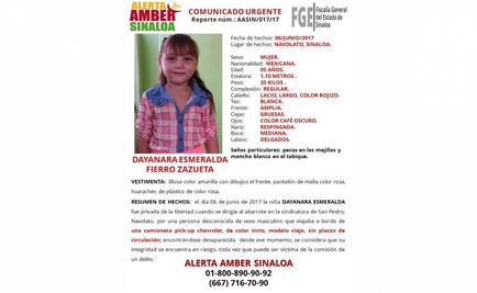 Emiten Alerta Amber por desaparición de menor en Sinaloa