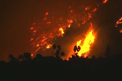 Muestran devastador incendio en colina de California