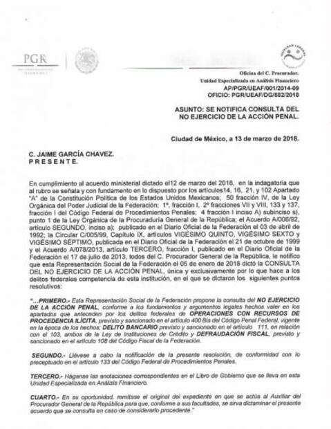 PGR determina no ejercer acción penal contra César Duarte, ex gobernador de Chihuahua