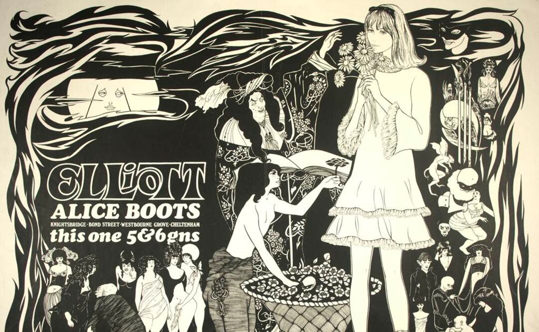 Un póster hecho por Aubrey Beardsley, crítico de la época victoriana, cuando surge la obra de Carroll. FOTO: CORTESÍA MUSEUM OF CHILDHOOD-VICTORIA AND ALBERT