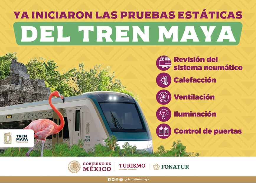 Aspectos a evaluar en las pruebas estáticas del Tren Maya. Foto: Fonatur