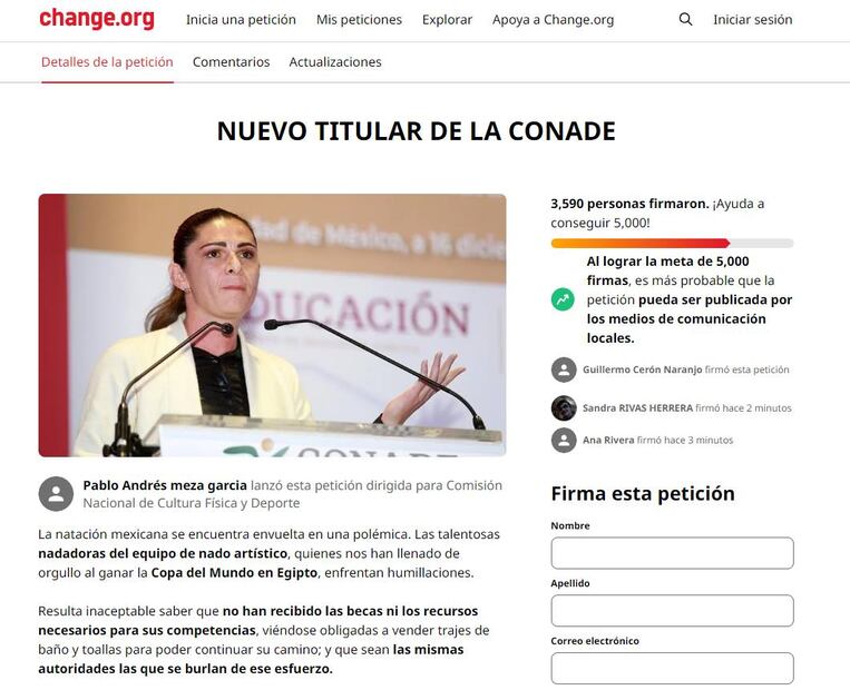 Petición Change.org Ana Guevara