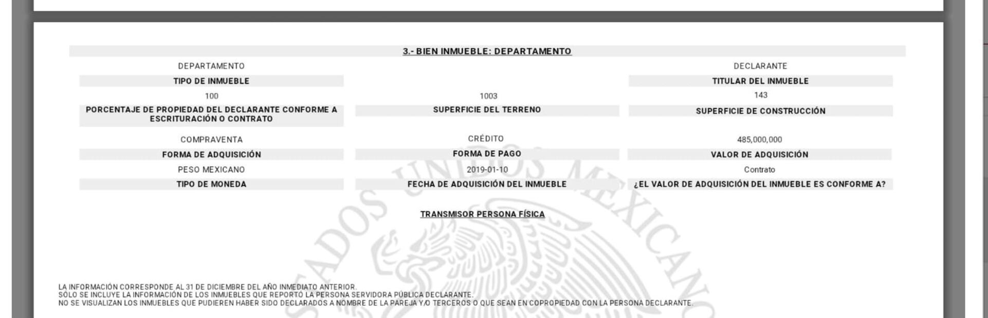 Declaración patrimonial de Diego Prieto. Foto: Especial