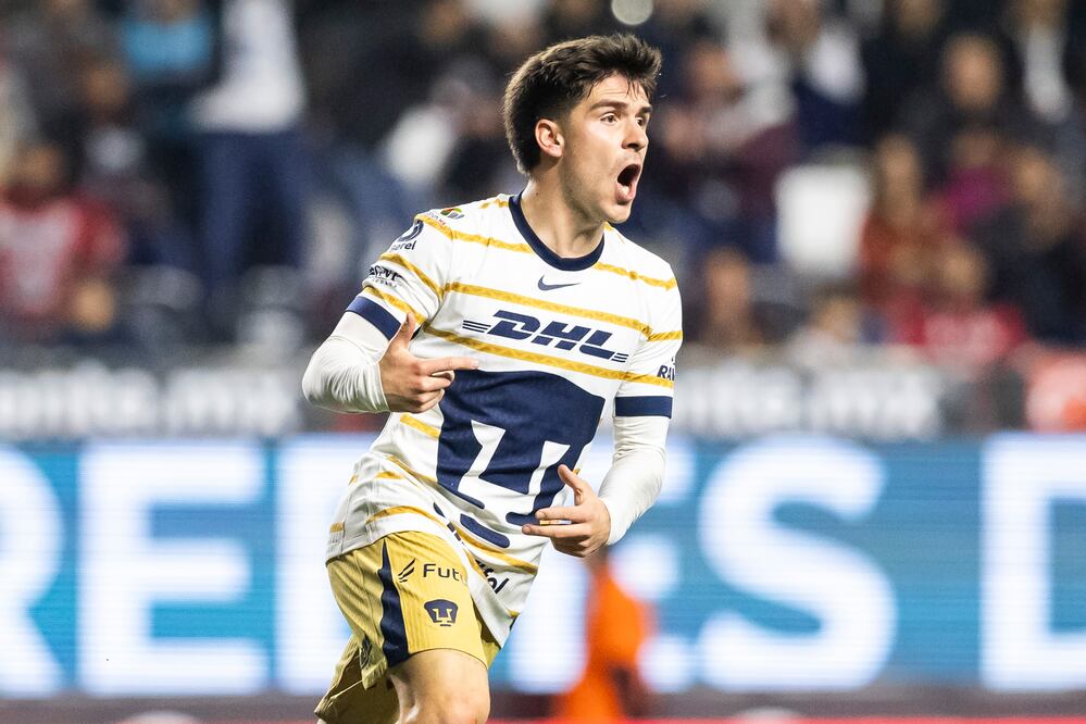 Santiago Trigos en festejo de gol con Pumas, durante el Apertura 2025 - Foto: Imago7