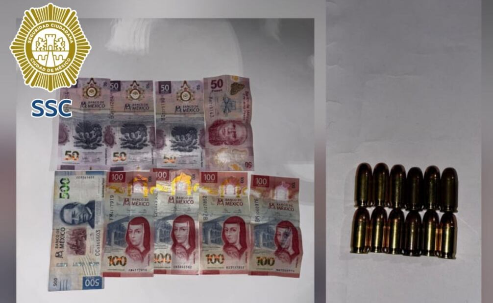 También se le encontró dinero en efectivo y 12 cartuchos útiles. Foto: Especial.