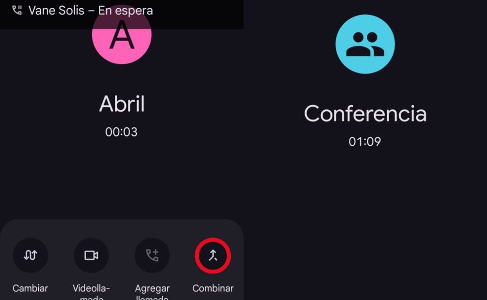 Dos llamadas al mismo tiempo. Imagen: captura de pantalla