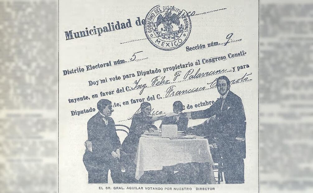 Ejemplo de un voto para el Congreso Constituyente de 1916. En la boleta electoral debía escribirse el nombre del candidato propietario y suplente, lo que obligaba a los votantes a conocer bien a sus elegidos. Foto: Hemeroteca EL UNIVERSAL.