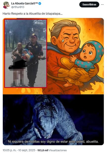 Imágenes en redes en tributo a la "Abuelita de Iztapalapa". Foto: X