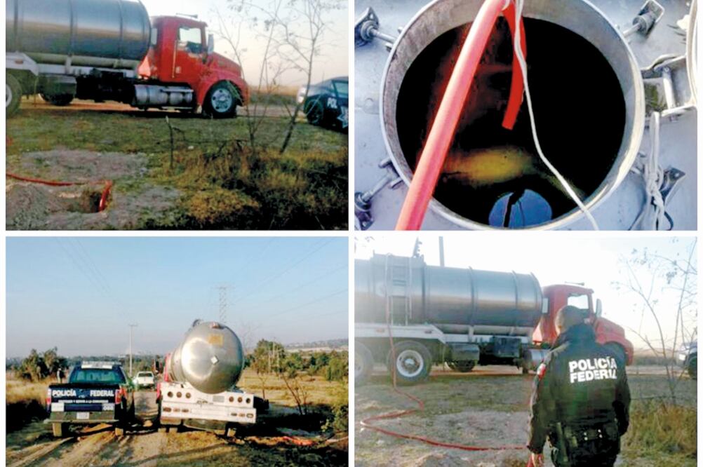 En carreteras federales, el 12 de enero fueron asegurados 37 mil litros de gasolina en Guanajuato y 22 mil litros de diesel en Nuevo León (POLICÍA FEDERAL)