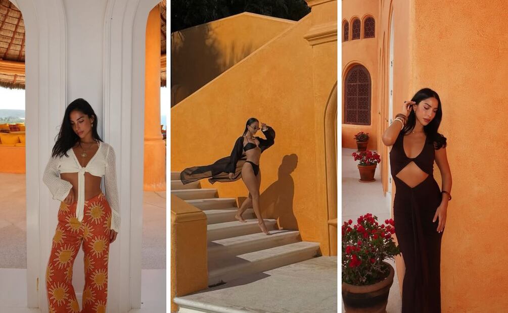 María Chacón incluye mezcla colores vivos y neutros en sus looks de playa. Foto: Instagram @oficialmariachacon