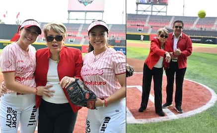Lolita Ayala lanzó la primera bola del juego entre Diablos Rojos y el Águila de Veracruz; reaparece tras su caída de helicóptero