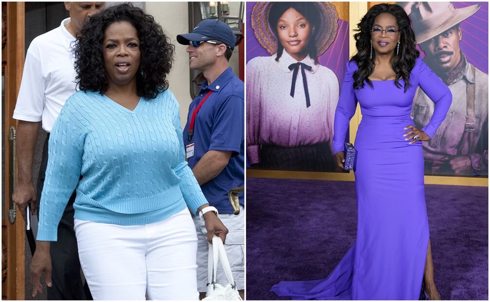 El antes y el ahora de Oprah Winfrey. Fotos: AP.