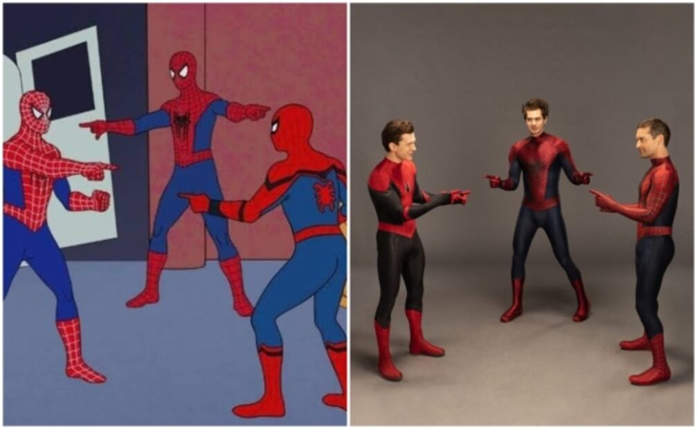 Tom, Tobey y Andrew hacen el meme realidad