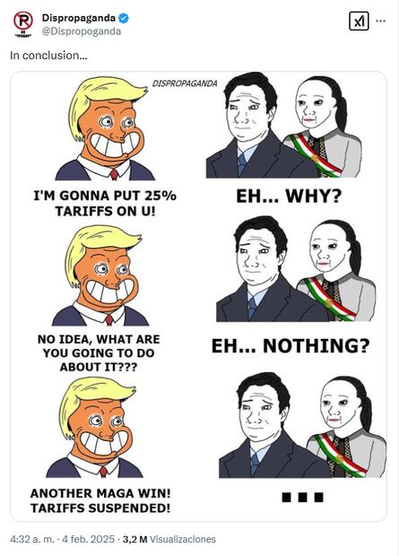Los mejores memes de la pausa de aranceles de Trump a México. Foto: Redes Sociales