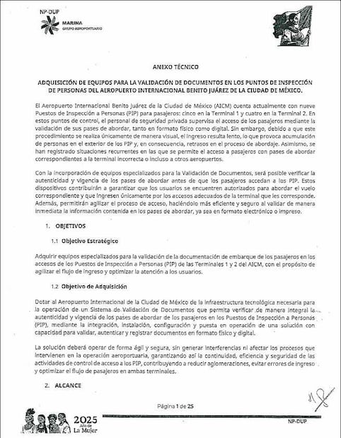 En un contrato, el Benito Juárez admite que los nueve puntos de inspección distribuidos en ambas terminales no cuentan con tecnología para validar la documentación de los pasajeros, lo que retrasa el proceso de abordaje.