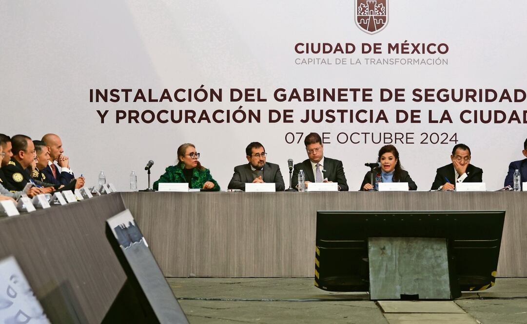 En el gabinete de seguridad de la CDMX, la jefa de Gobierno, Clara Brugada, destacó la utilización de la plataforma de Visor 360. Foto: Berenice Fregoso / EL UNIVERSAL