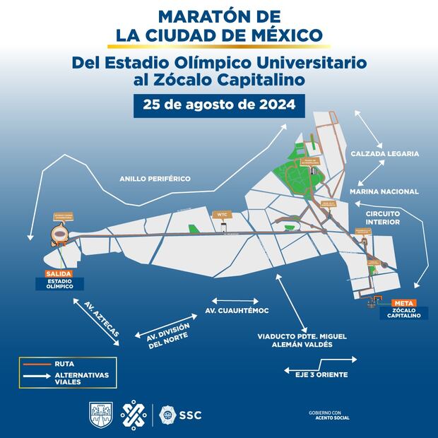 Maratón CDMX, alternativas viales. Foto: Especial