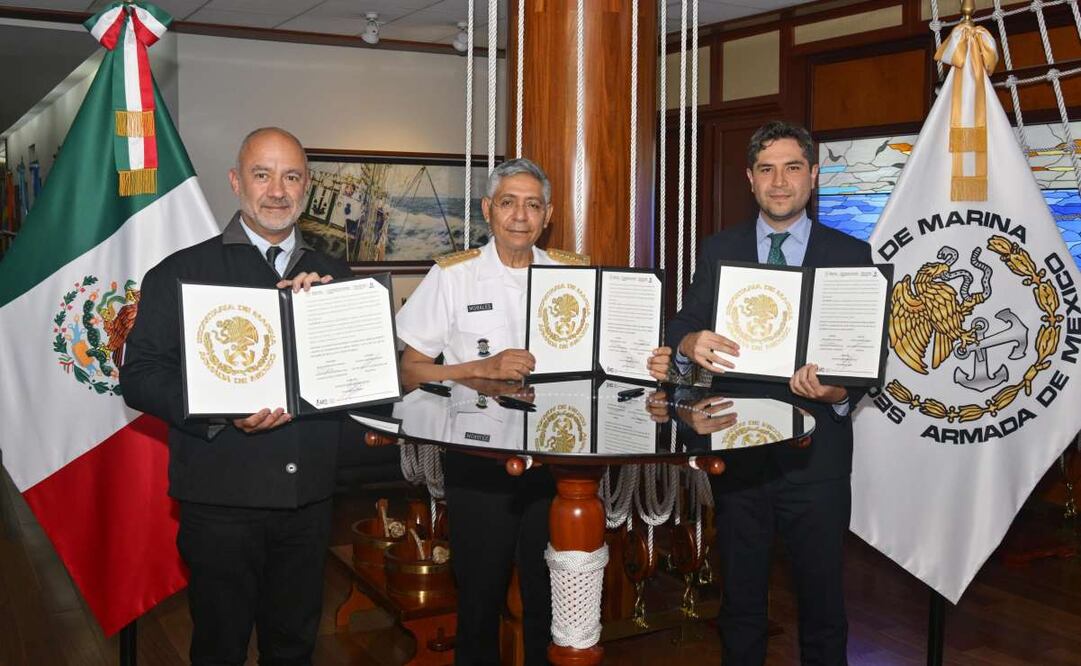 Semar, SICT y SAT suscriben acuerdo para fortalecer el combate al contrabando de mercancías este lunes 22 de septiembre de 2025. Foto: Especial