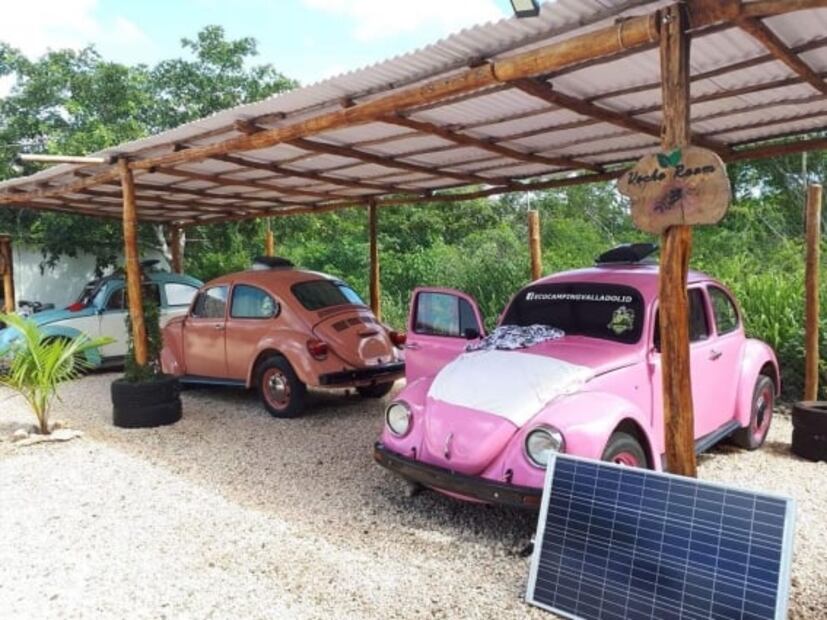 Estos Vochos sirven como habitaciones de un hotel