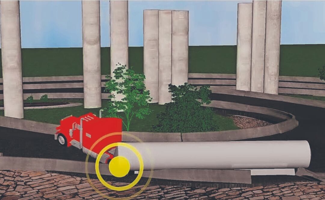 Al perder el control de la pipa, esta golpeó el muro de contención en su costado izquierdo, modificando la trayectoria, lo que generó daños estructurales al lugar y al tractocamión, explicó el perito Víctor Garduño. Foto Especial