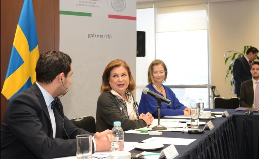 Gómez González explicó al ministro sueco los avances del Sistema Nacional Anticorrupción. /Tomada de @ArelyGomezGlz