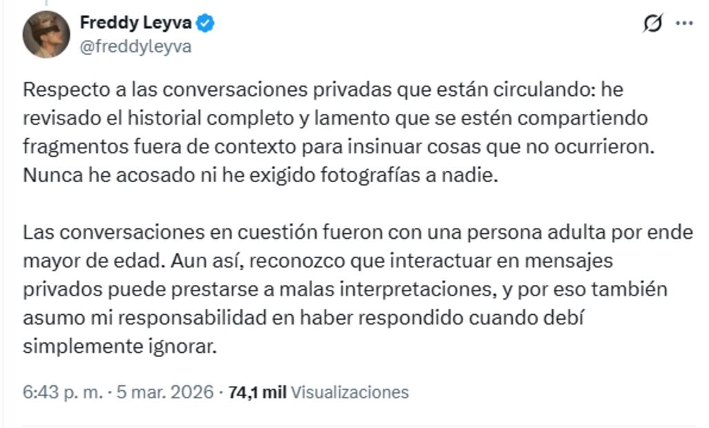 El cantante respondió a las recientes polémicas en su cuenta personal de X. Foto: Captura de pantalla X