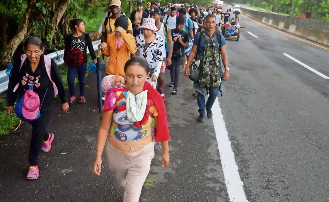 Este viernes, la caravana migrante denominada Éxodo de justicia avanzó 31 kilómetros, de la ciudad de Huixta a Escuintla. Foto: María de Jesús Peters / EL UNIVERSAL