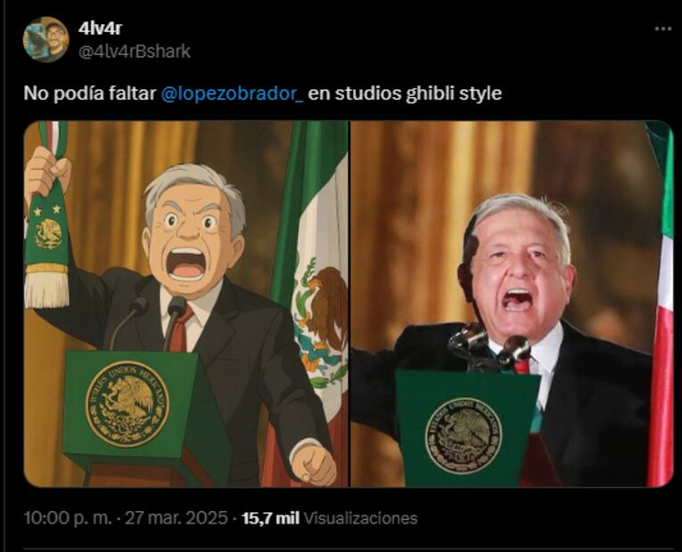 AMLO estilo Studio Ghibli. Foto: X @4lv4rBshark