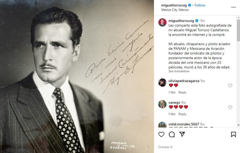 Miguel Torruco, abuelo de Miguel Torruco Garza. / Foto: Instagram.