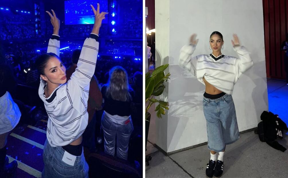 María Chacón viste unas bermudas de mezclilla conocidas como "jorts". Foto: Instagram @oficialmariachacon