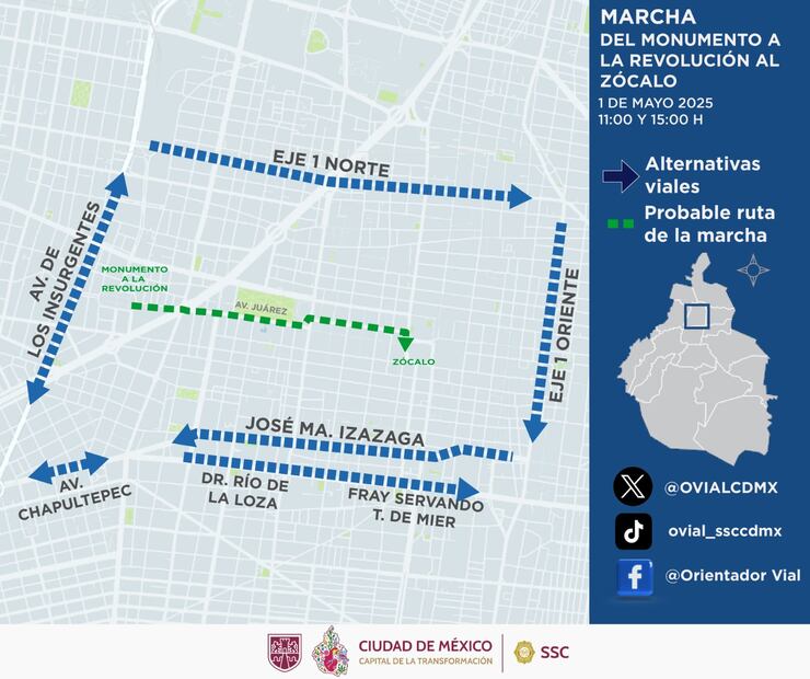 Día del Trabajo; Alternativas Viales