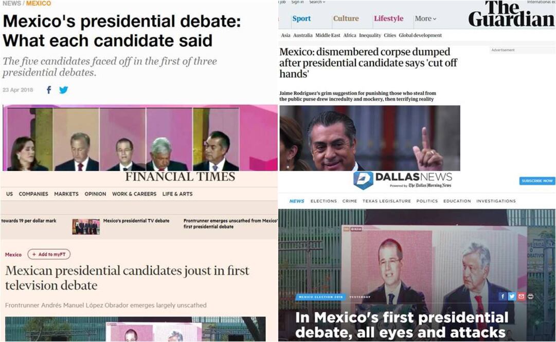 La prensa extranjera informó sobre lo ocurrido en el primer debate presidencial y las  propuestas de los candidatos  FOTO: ESPECIAL