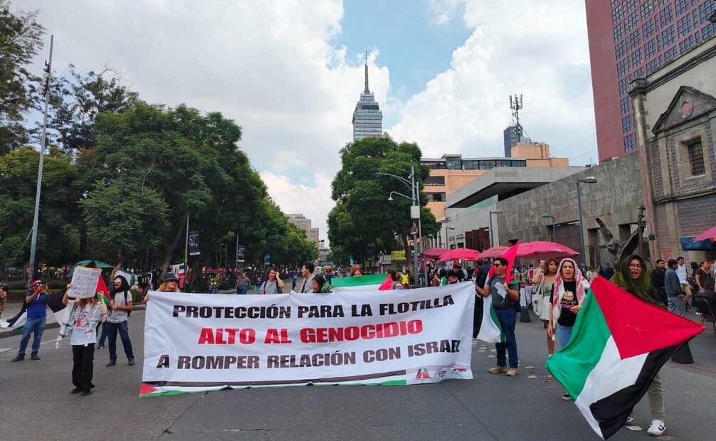 Exigen en CDMX protección para Flotilla rumbo a Gaza. Foto: Eduardo Dina / EL UNIVERSAL.
