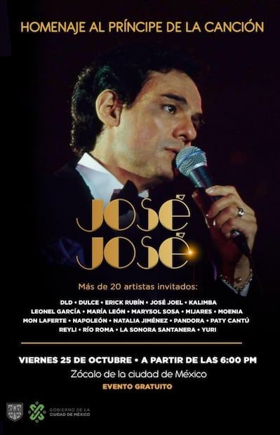Anuncian homenaje a José José en el Zócalo de la CDMX