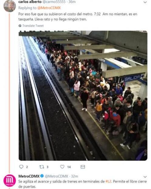 Usuarios reportan retrasos en Línea 2 del Metro tras mantenimiento