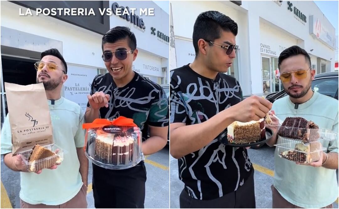 En la grabación se observa que el pastel mixto viene acompañado de un moño naranja y 4 besitos de nuez que les fueron regalados a los influencers. Foto: TikTok. @lapanzaesprimero