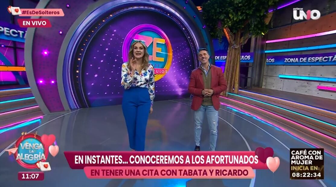 Sergio Mayer y Flor Rubio presiden la sección de espectáculos de "Venga la alegría" este martes 13 de febrero.
Foto: TV Azteca