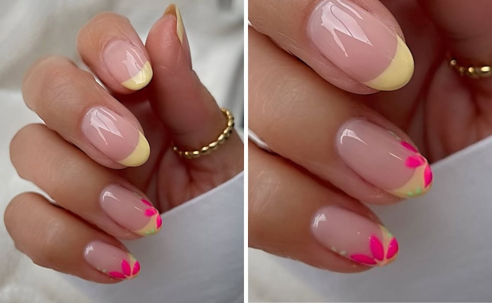 La manicura francesa clásica se puede alegrar con alguna figura en color neón. Foto: Especial. Instagram