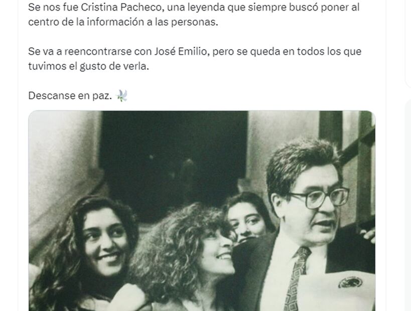 Despiden a Cristina Pacheco. Foto: Captura de pantalla