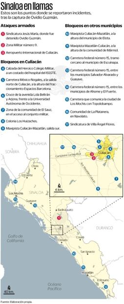 Mapa. Así se vivió otro jueves negro con recaptura de Ovidio