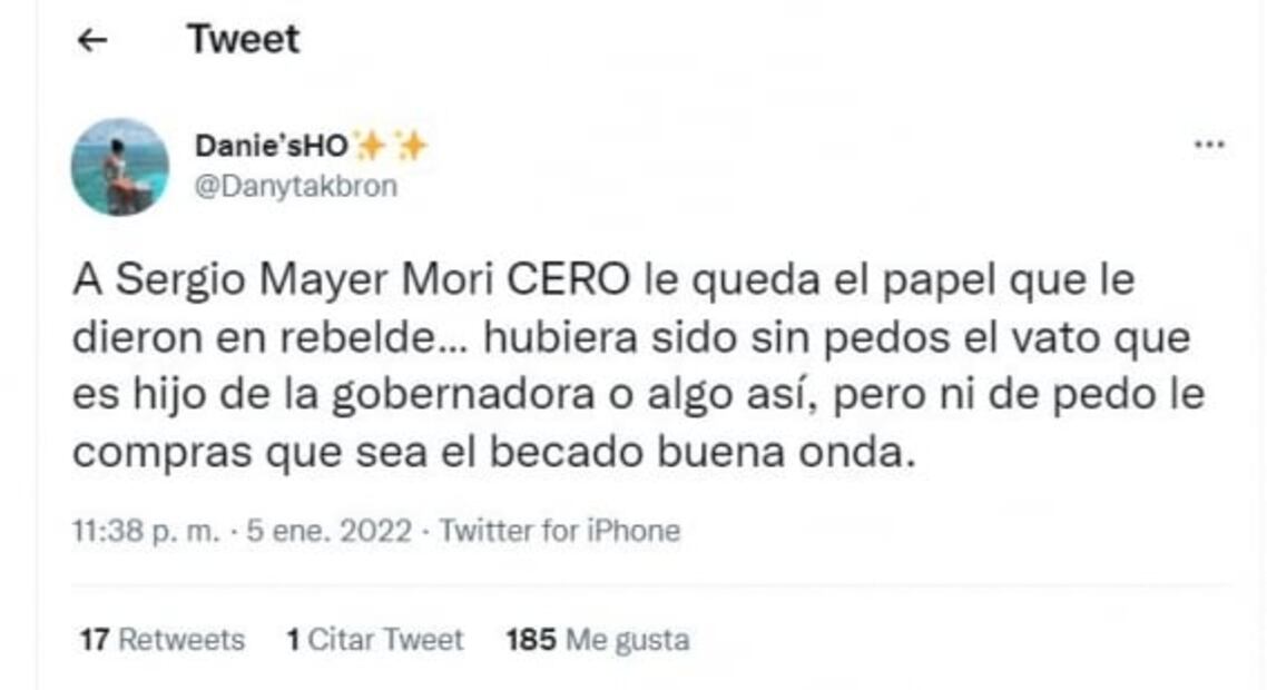 Sergio Mayer reacciona a las escenas de sexo de su hijo en “Rebelde”