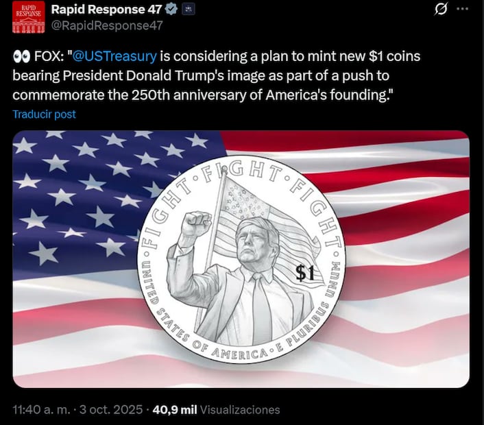 Nuevas monedas de Donald Trump. Foto: captura de pantalla