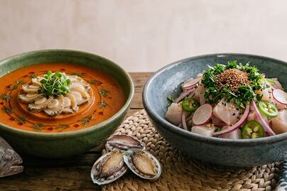 Recetas coreanas: ceviche de fletán y gazpacho de abulón