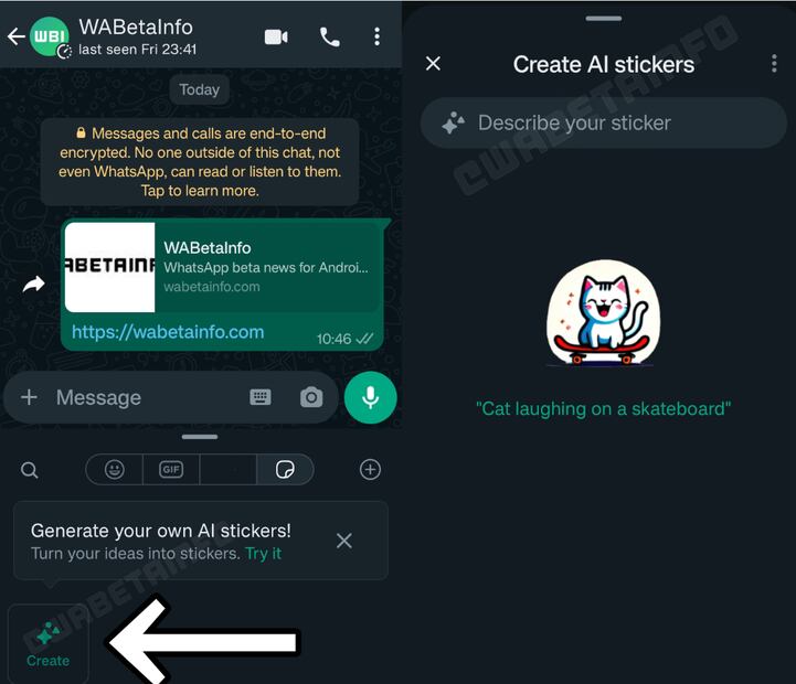 Crea stickers con IA en WhatsApp. Foto: WABetainfo