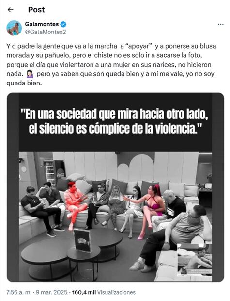 Gala Montes escribe su visión de lo que sucedió en la marcha 8M 2025.
Foto: X