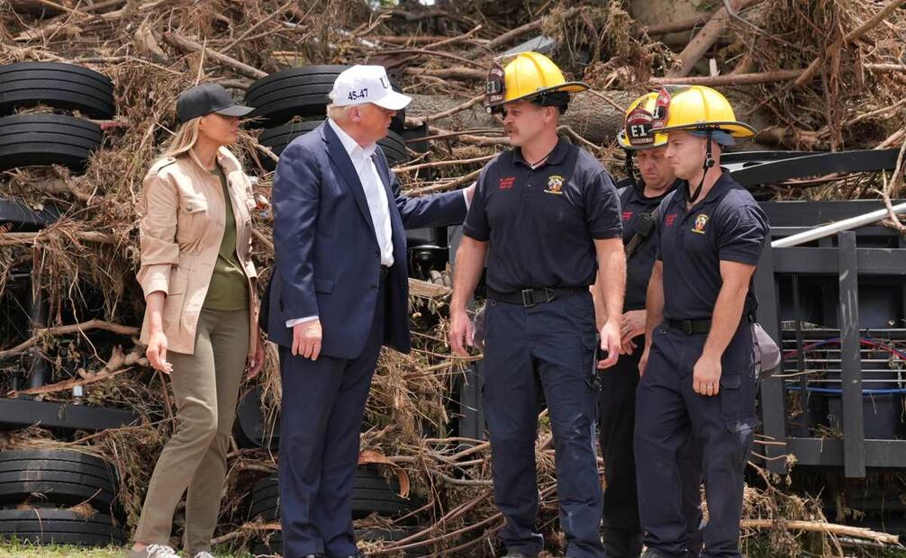 El presidente Trump visita Texas tras las devastadoras inundaciones. (11/07/25) Foto: AP