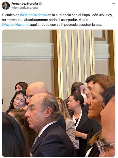 Fernández Noroña reacciona a la inesperada presencia de Felipe Calderón en el Vaticano. Foto: Captura de pantalla