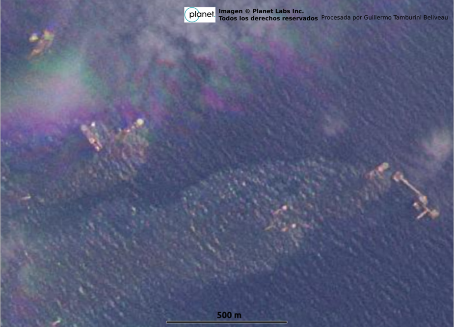 Científicos de la UNAM dan seguimiento a derrame de Ek Balam que alcanzó 467 km. Foto: Planet Labs