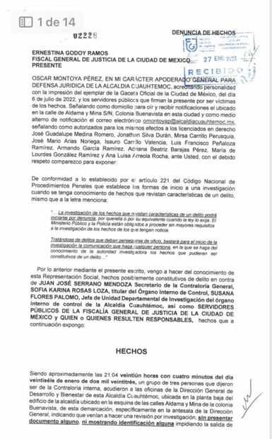 Sandra Cuevas denuncia ante la fiscalía de la CDMX a contralor que halló propaganda contra Sheinbaum