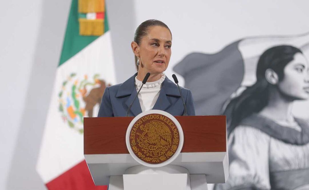 Claudia Sheinbaum, presidenta de México, durante la mañanera del 27 de mayo del 2025 en Palacio Nacional. Foto: Gabriel Pano / EL UNIVERSAL